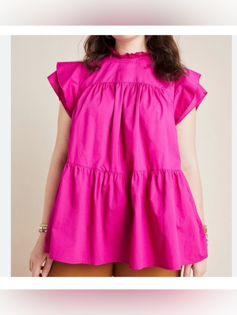 Maeve Ophelia tiered tunic baby doll top ruffle sleeve